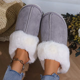 Fligmm Winter Warm Fur Indoor Home Slippers Women Fluffy Comfort Soft Bedroom Slippers for Couples Flat Non Slip House Shoes Woman