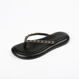 Fligmm Shoes on Sale 2024 New Fashion Metal Chain Women's Slippers Summer Flat Casual Beach Flip Flops for Women Chaussure Femme