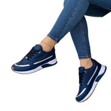 Fligmm Sneakers on Sale Fashion Round Toe Flat Platform Shoes Caual Mixed Colors Lace Up Sneakers Outdoor Running Women's Shoes