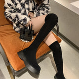 Fligmm Women Platform Over The Knee Boots Stretch Knitting Sock Long Boots Woman 2024 Autumn Thick Bottom Thigh High Botas Mujer