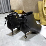 Fligmm Shoe 12cm High Heel Women Black Sexy Point Toe Ankle Boots Autumn Dress Shoes Women's winter boots