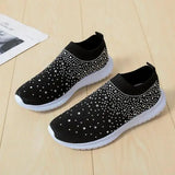 Fligmm Shoes Shallow Mouth Casual Female Sneakers Large Size Women Loafers With Fur Round Toe 2024 Big Size New Glitter Slip-on