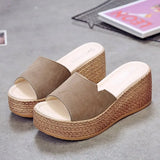 Fligmm Sandals Women 2024 New Korean Fashion Wedge Shoes Ladies High Heels Thick Bottom Mules Summer Casual Female Slippers