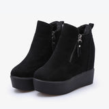 Fligmm Autumn Wedges Short Boots Women High Heel Snow Boots Short Plush Fur Ankle Boots Increased Internal Female Platform Shoes