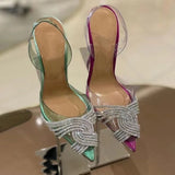 Fligmm Bling Bling Rhinestones Women Pumps Fashion Clear PVC Slingabacks Stiletto High heels Summer Female Wedding Bridal Shoes