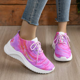 Fligmm Rainbow Mesh Platform Sneakers for Women 2024 Autumn Non Slip Knitting Tennis Shoes Woman Lace Up Casual Sports Shoes 43