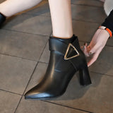 Fligmm Spring/summer New Korean Version of High Heel Short Boots Female Thick Heel Pointed Fashion Short Ankle Boots Female