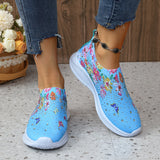 Fligmm Print Knitted Sneakers Women Shiny Crystal Breathable Walking Shoes Woman Plus Size 43 Casual Non-Slip Sock Shoes Ladies