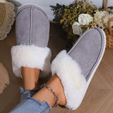 Fligmm Winter Warm Fur Indoor Home Slippers Women Fluffy Comfort Soft Bedroom Slippers for Couples Flat Non Slip House Shoes Woman