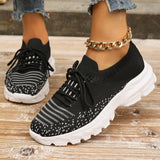 Fligmm Knitting Platform Sneakers for Women 2024 Spring Mesh Breathable Sports Shoes Woman Non Slip Thick Sole Running Sneakers