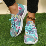 Fligmm Print Knitting Sneakers for Women 2024 Autumn Breahable Mesh Running Shoes Woman Soft Sole Slip On Casual Flats Footwear