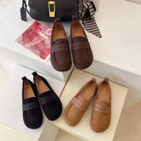 Fligmm New Ladies Flat Shoes Casual Shoes Non-Slip Driving Shoes Leather Comfortable Flat Shoes Black Brown Casual Loafers Shoes