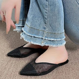 Fligmm Mesh Women Flats Pointed Toe Slippers Fad Breathable Mules Shoes 2024 Casual Slingback Sandals Summer Slides Lady Flip-flops