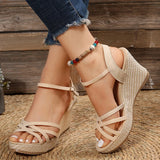 Fligmm Wedges Shoes for Women 2024 Summer Platform High Heels Sandalias Mujer Thick Bottom Ankle Strap Gladiator Shoes Woman