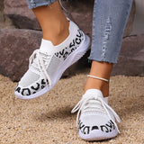 Fligmm Size Breathable Knitting Sneakers Women Slip On Leopard Printed Walking Shoes Woman Lightweight Non Slip Casual Shoes 2024