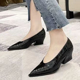 Fligmm for Women 2024 Fashion Autumn Slip on Women's Pumps Solid Color Pointed Toe Shallow Mouth Chunky Heel Elegant High Heels