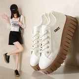 Fligmm Small White Shoes Female Spring 2024 New Student Party Platform Shoes Casual Tie-in Vulcanize Shoes Female