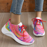 Fligmm Rainbow Mesh Platform Sneakers for Women 2024 Autumn Non Slip Knitting Tennis Shoes Woman Lace Up Casual Sports Shoes 43