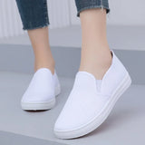 Fligmm New In Fashion Women Shoes White Canvas Casual Flat Student Nurse Lightweight Tenis De Mujer Flats Loafers Chaussure Femme