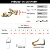 Fligmm Gold Silver Women's Sandals Summer 2024 Crystal High Heels Party Shoes Woman Comfortable Thick Heel Slides Sandalias Mujer