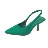 Fligmm Summer New Women's Sandals Closed Toe Green Single Shoes With Thin Heel Mid-heeled Fashion Hollow Pointed Toe Women Shoes