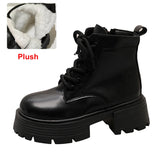 Fligmm Winter Plush Warm Ankle Boots for Women 2024 New Punk Chunky Platform Shoes Woman Thick Bottom Non Slip Motorcycle Boots