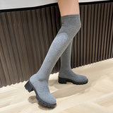 Fligmm Sexy Slim Over The Knee Stretch Socks Boots Women 2024 Autumn Thick High Heels Long Boots Woman Anti-slip Platform Shoes