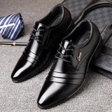 Fligmm New Fashion Mens Leather Shoes Wedding Business Dress Nightclubs Oxfords Breathable Working Lace Up Shoes