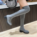 Fligmm Sexy Slim Over The Knee Stretch Socks Boots Women 2024 Autumn Thick High Heels Long Boots Woman Anti-slip Platform Shoes