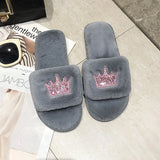 Fligmm 2024 Womens Fur Slipper Winter Shoes Big Size Home Autumn Plush Indoor Warm Fluffy Shoe Ladies Comfortable Slippers Women