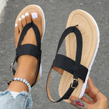 Fligmm Style Flat Sandals for Women Summer 2024 Lightweight Non Slip Beach Shoes Woman Buckle Strap Clip Toe Gladiator Sandalias