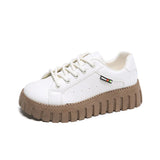 Fligmm Small White Shoes Female Spring 2024 New Student Party Platform Shoes Casual Tie-in Vulcanize Shoes Female