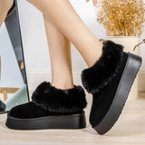 Fligmm Fur Warm Snow Boots for Women 2024 New Chunky Platform Plush Ankle Botas Mujer Non Slip Thick Bottom Cotton Shoes Woman