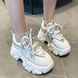 Fligmm 2024 New Spring Women's Chunky Platform Sneakers Lace Up Casual Sports Shoes Woman Fashion Thick Bottom Walking Shoes