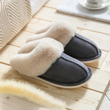 Fligmm Winter Warm Home Fur Slippers Women Luxury Faux Suede Plush Couple Cotton Shoes Indoor Bedroom Flat Heels Fluffy Slippers