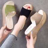 Fligmm Sandals Women 2024 New Korean Fashion Wedge Shoes Ladies High Heels Thick Bottom Mules Summer Casual Female Slippers