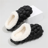 Fligmm Women Winter Fur Warm Cotton Slippers Indoor Home Couple Funny Bubble Shoes Comfy Plush Non Slip House Slippers Woman Plus Size