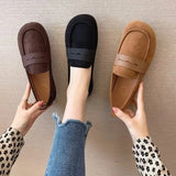 Fligmm New Ladies Flat Shoes Casual Shoes Non-Slip Driving Shoes Leather Comfortable Flat Shoes Black Brown Casual Loafers Shoes