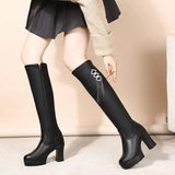 Fligmm High Heel Long Boots Women 2024 New Chunky Heel Platform Women's Over The Knee Boots Winter Warm Female Shoes Botas Mujer