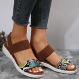 Fligmm Print Wedge Sandals for Women Summer 2024 Fashion Non Slip Beach Shoes Woman Lightweight Causal Sports Sandalias Mujer