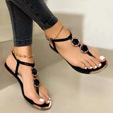 Fligmm New Summer Sandals Women Fashion Casual Beach Outdoor Flip Flop Sandals Metal Decoration Ladies Flat Shoes Big Size 35-43