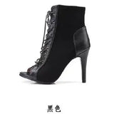 Fligmm Summer Shoes Thin Heels ANKLE Boots Women Lace-up Peep Toe Shoes Solid Womens Designer Boots Hollow Sexy Boots High Heel