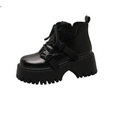 Fligmm for Women 2024 Cross-tied Women's Boots Fashion Belt Buckle Casual Boots Women New Round Toe Ankle Boots Platform Shoes