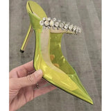 Fligmm style Crystal Clear Soft PVC Women Pumps Fashion Mary Janes High heels Female Mules Spring Summer Party Prom Slides Shoes