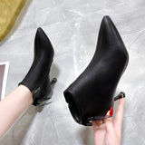 Fligmm Shoe 12cm High Heel Women Black Sexy Point Toe Ankle Boots Autumn Dress Shoes Women's winter boots