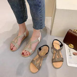 Fligmm Summer New Designer Platform Sandals Women Fashion Casual Roman Shoes Female Solid Color Crystal Sandalias Mujer