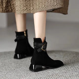 Fligmm Style Office Female Shoes 2024 Winter Plush Women's Boots Fashionable Square Toe Zipper Ankle Boots Botines Para Mujeres