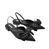 Fligmm Fashion Shoes Female One Pedal Women's Pumps Summer Pointed Toe Bow Tie Sexy Dress Party Shoes Ladies Shallow Chunky Heels