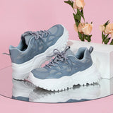 Fligmm Pink Platform Sports Shoes for Women 2024 Autumn Non Slip Chunky Sneakers Woman Fashion Couple Student Thick Sole Dad Shoes