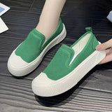 Fligmm Thick-soled Women Shoes Canvas Loafers Women Design Sense Sneakers Slip-on Flat-bottom Casual Platform Shoes Sneakers Women